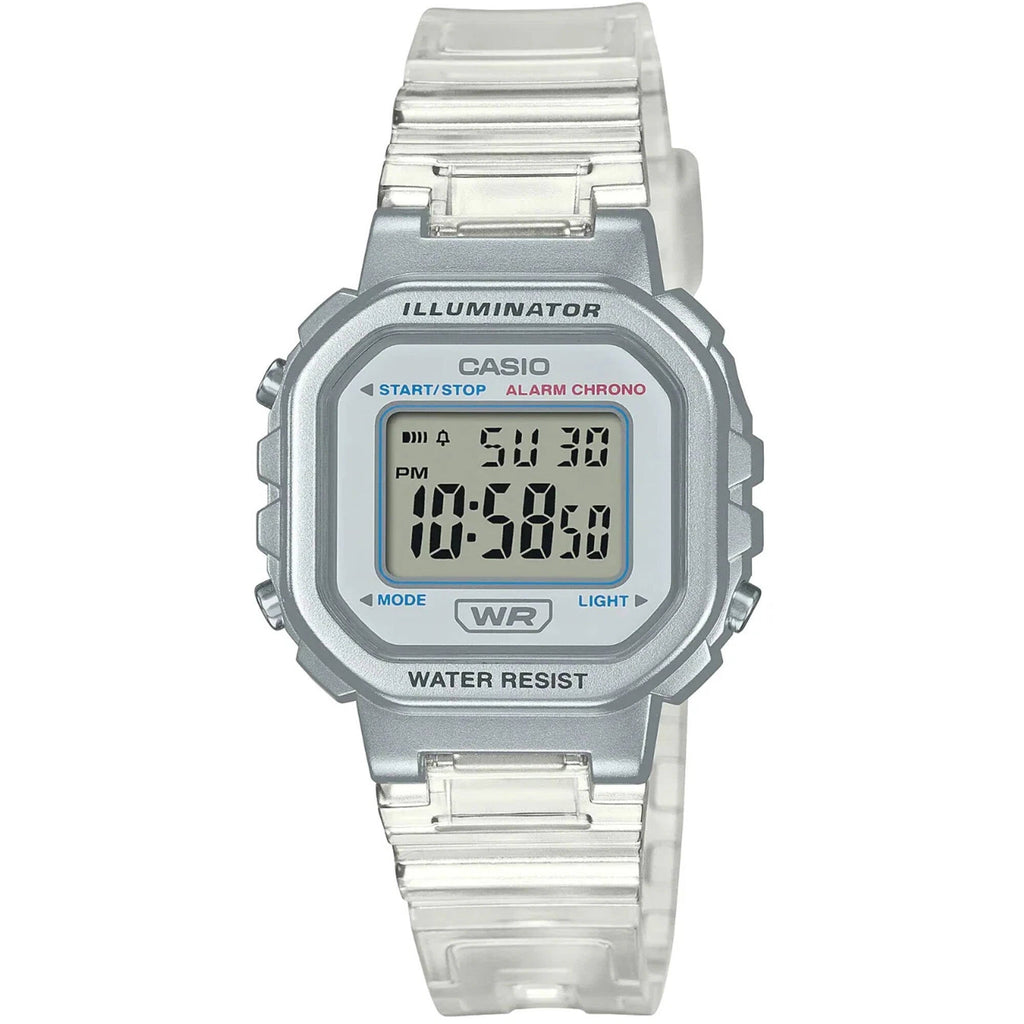 Casio Women's Watch - Chronograph Digital Dial Transparent Resin Strap LA-20WHS-7ACF