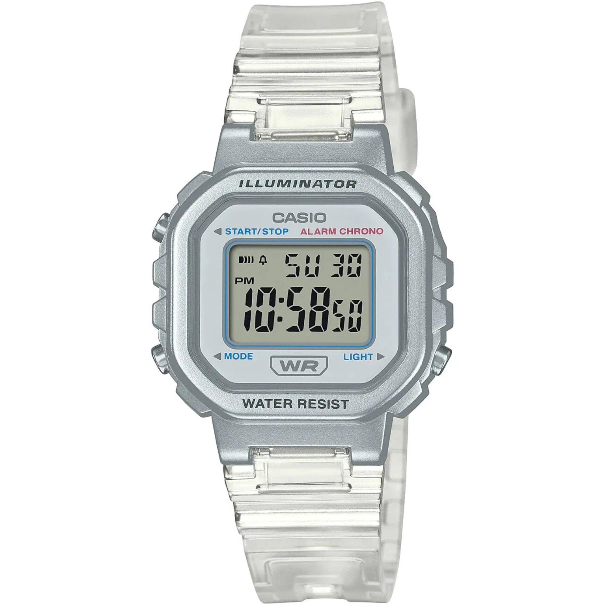 Casio Women's Watch - Chronograph Digital Dial Transparent Resin Strap LA-20WHS-7ACF
