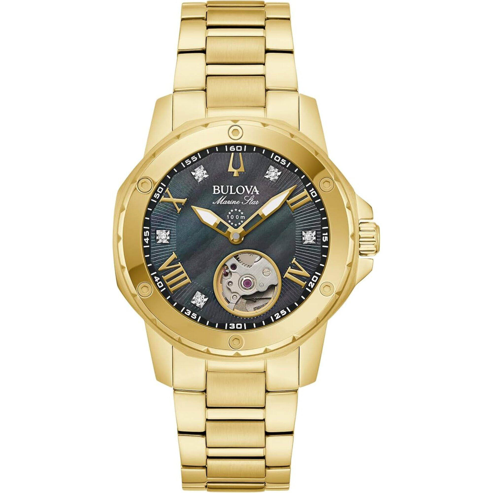 Bulova Women's Watch - Marine Star Diamond Black Mother of Pearl Dial | 97P171