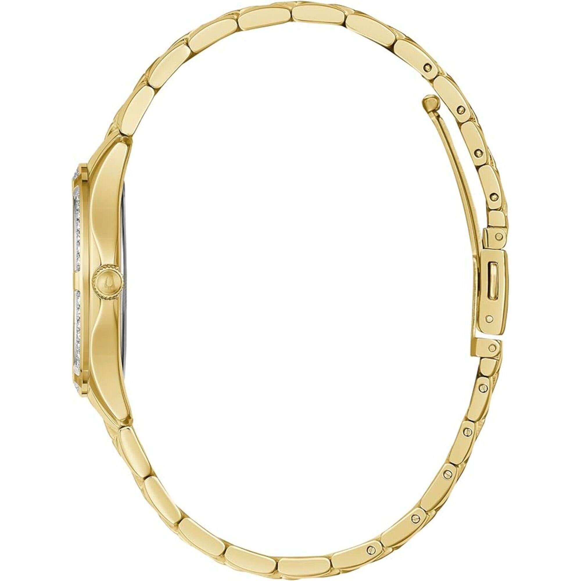Bulova Women's Watch - White Mother of Pearl Dial Yellow Gold Steel Bracelet | 98L256