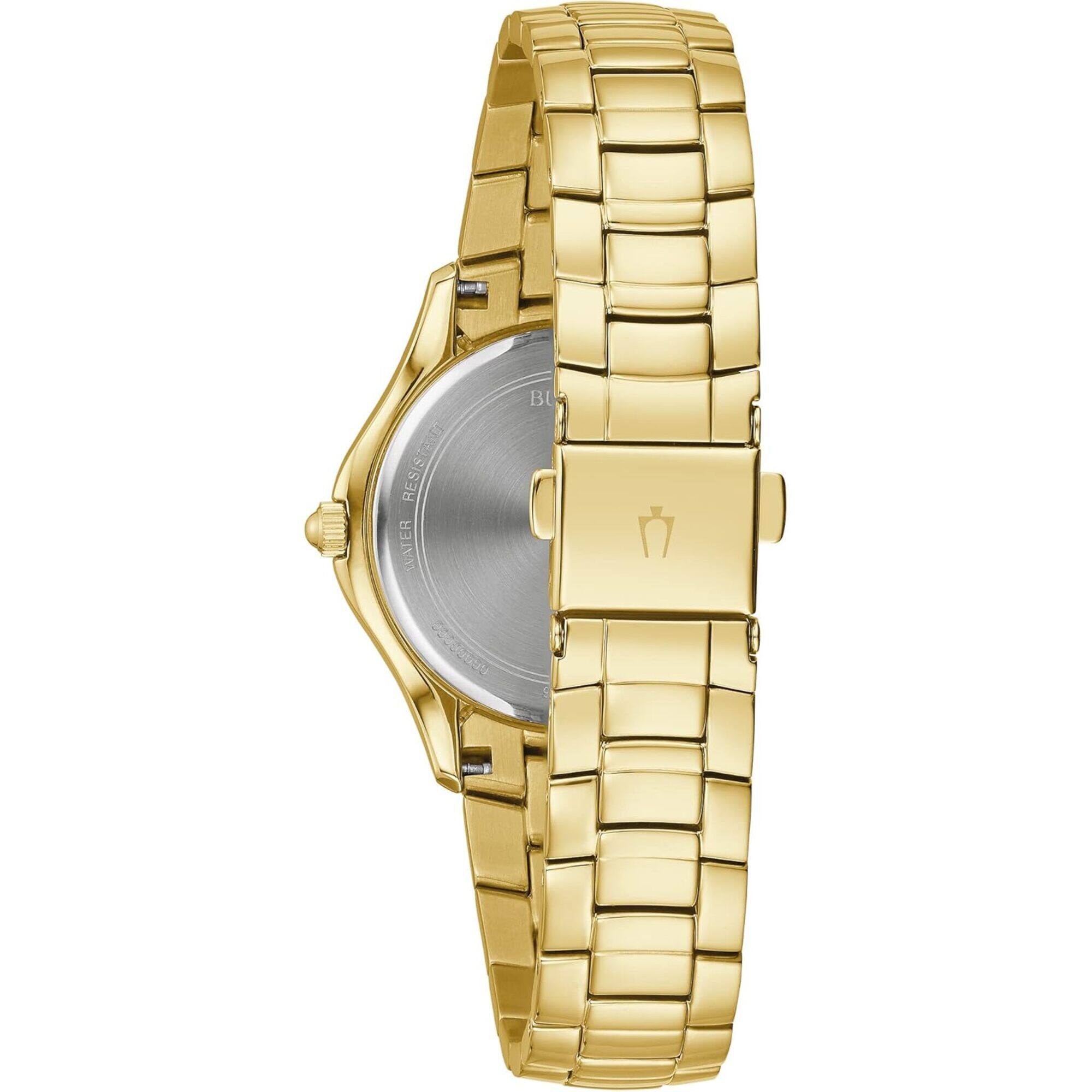 Bulova Women's Watch - White Mother of Pearl Dial Yellow Gold Steel Bracelet | 98L256