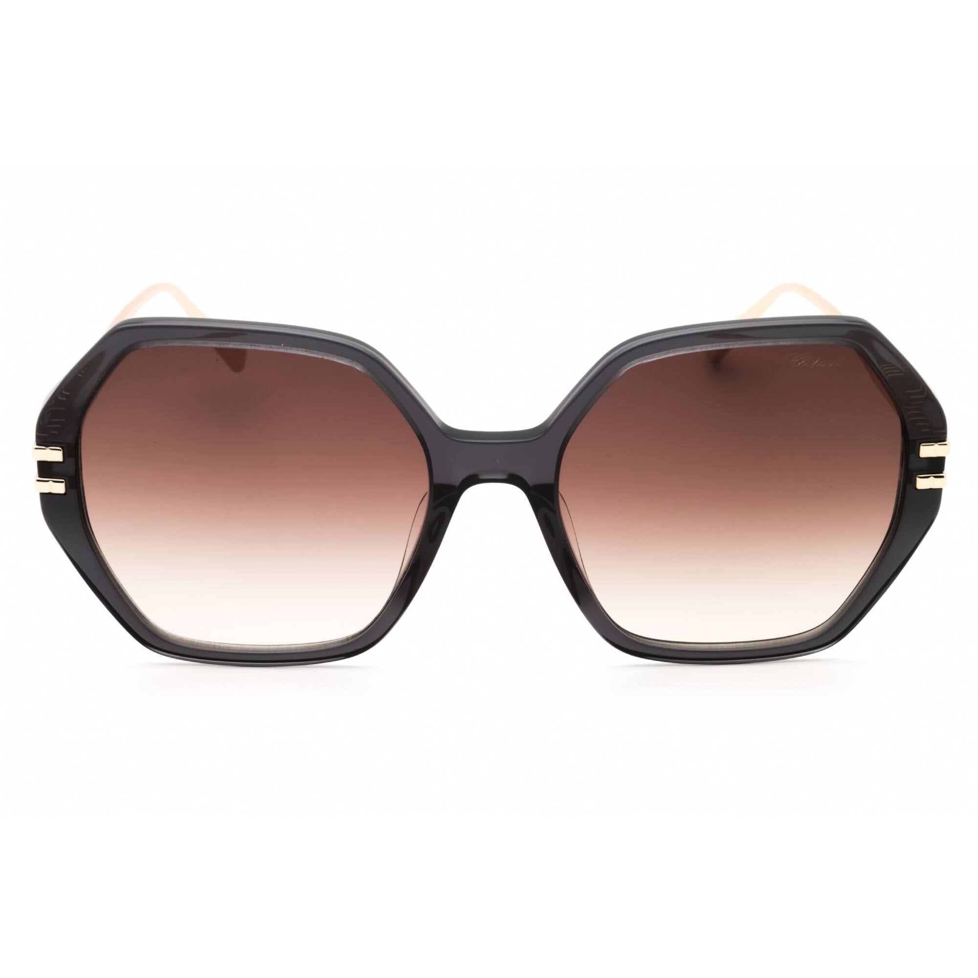 Chopard Women's Sunglasses - Shiny Transparent Dark Grey Full Rim Frame | SCH370M 0705