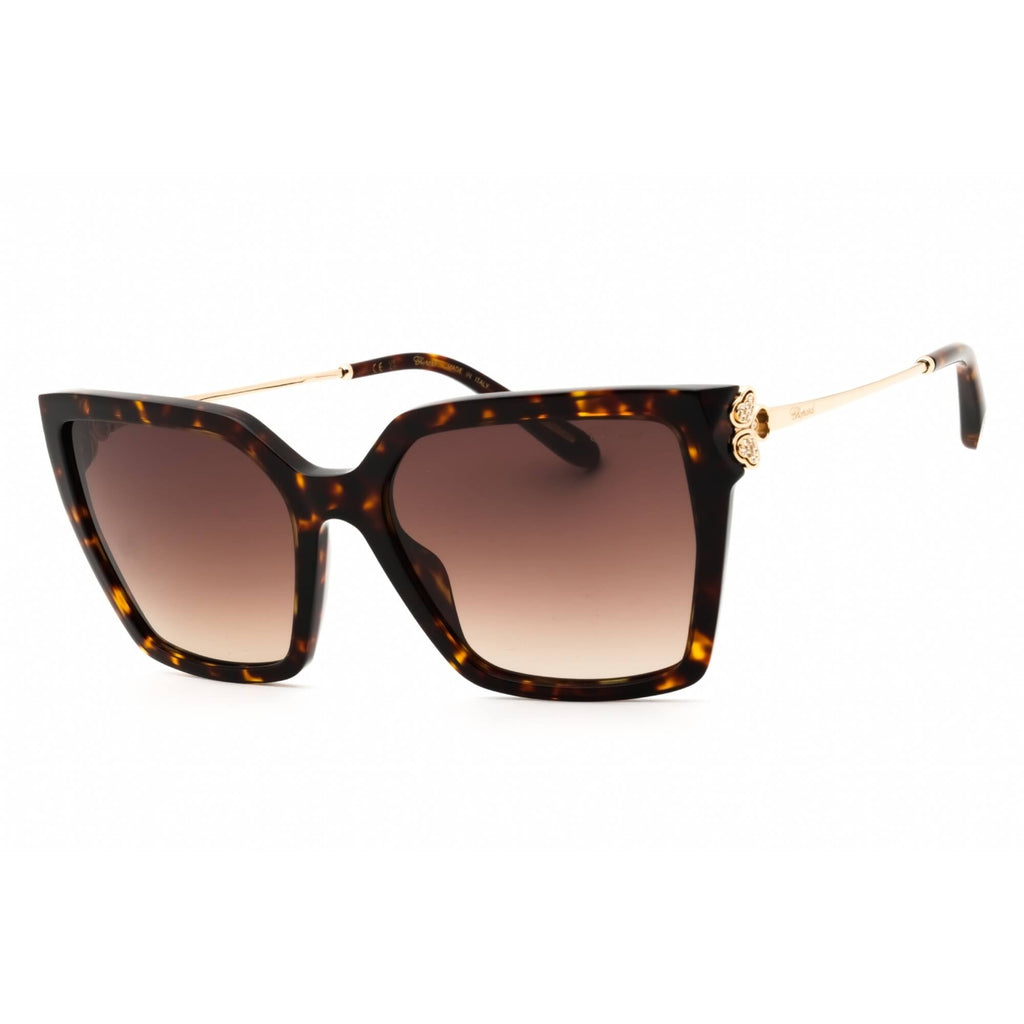 Chopard Women's Sunglasses - Shiny Havana Full Rim Rectangular Frame | SCH371S 0909