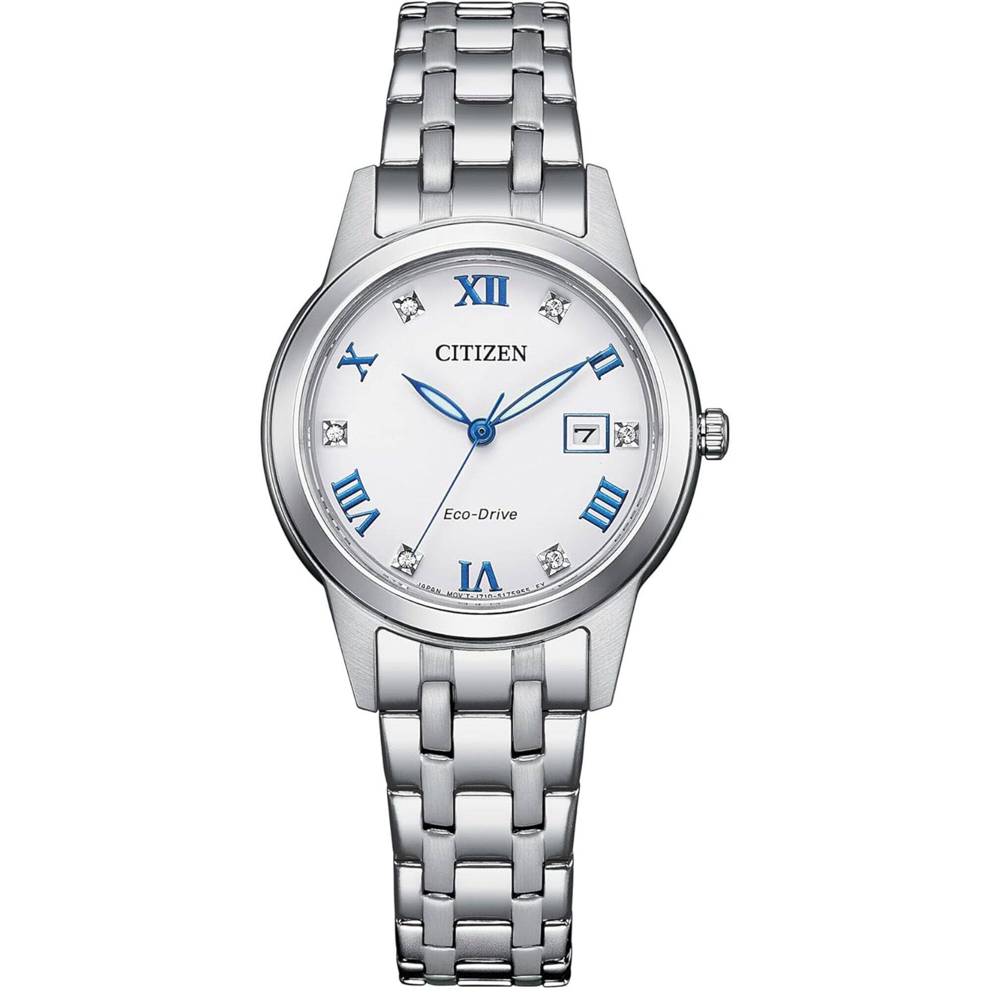Citizen Women's Watch - Eco-Drive White Dial Silver Bracelet Diamond | FE1240-57A