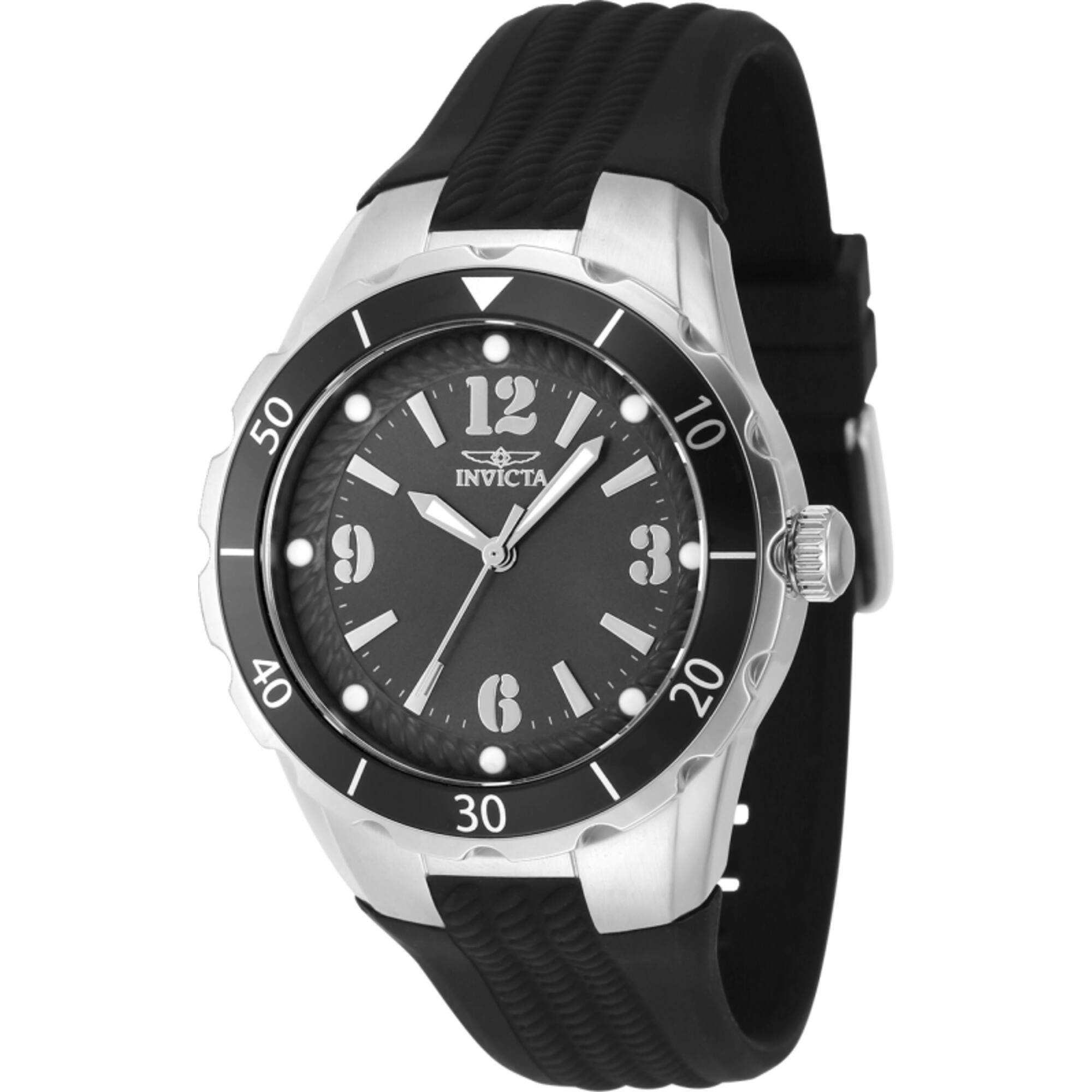 Invicta Women's Watch - Angel Quartz Silver Case Charcoal Dial Silicone Strap | 48849