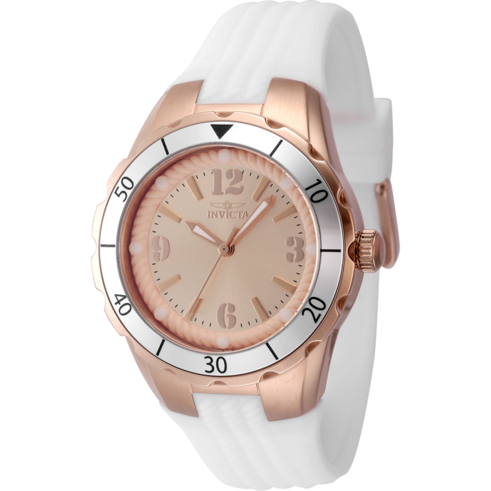 Invicta Women's Watch - Angel Quartz Rose Gold Dial Silicone Rubber Strap | 48853