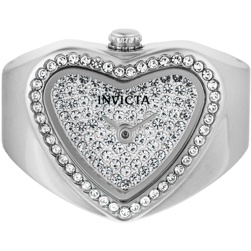 Invicta Women's Mini Ring Watch - Angel Quartz Silver Tone Dial Crystals | 49578