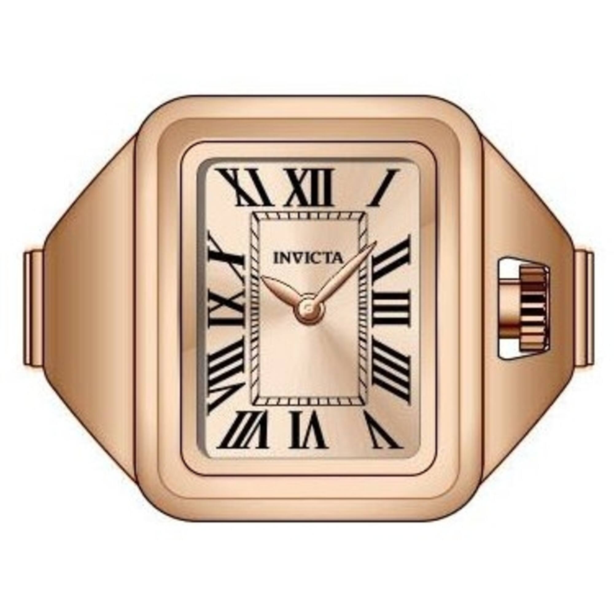 Invicta Women's Mini Ring Watch - Angel Quartz Rose Gold Dial Steel Band | 49896