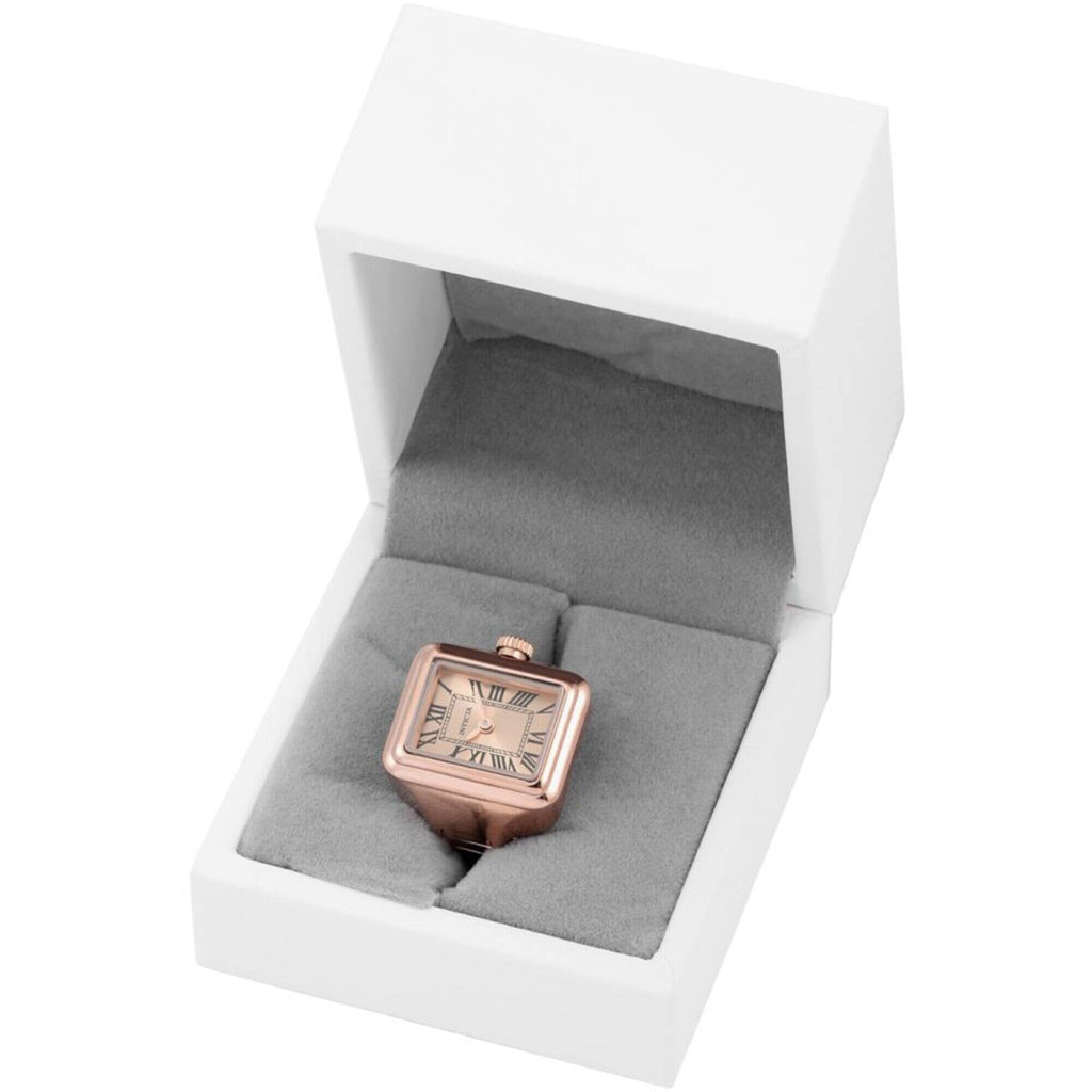 Invicta Women's Mini Ring Watch - Angel Quartz Rose Gold Dial Steel Band | 49896