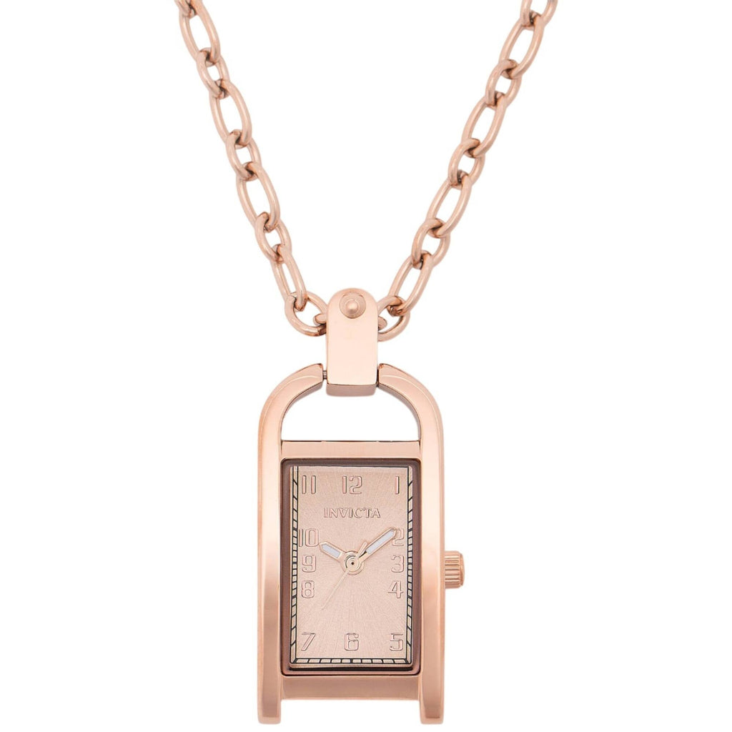 Invicta Women's Necklace Watch - Mini Angel Rose Gold Rectangular Pendant | 49936