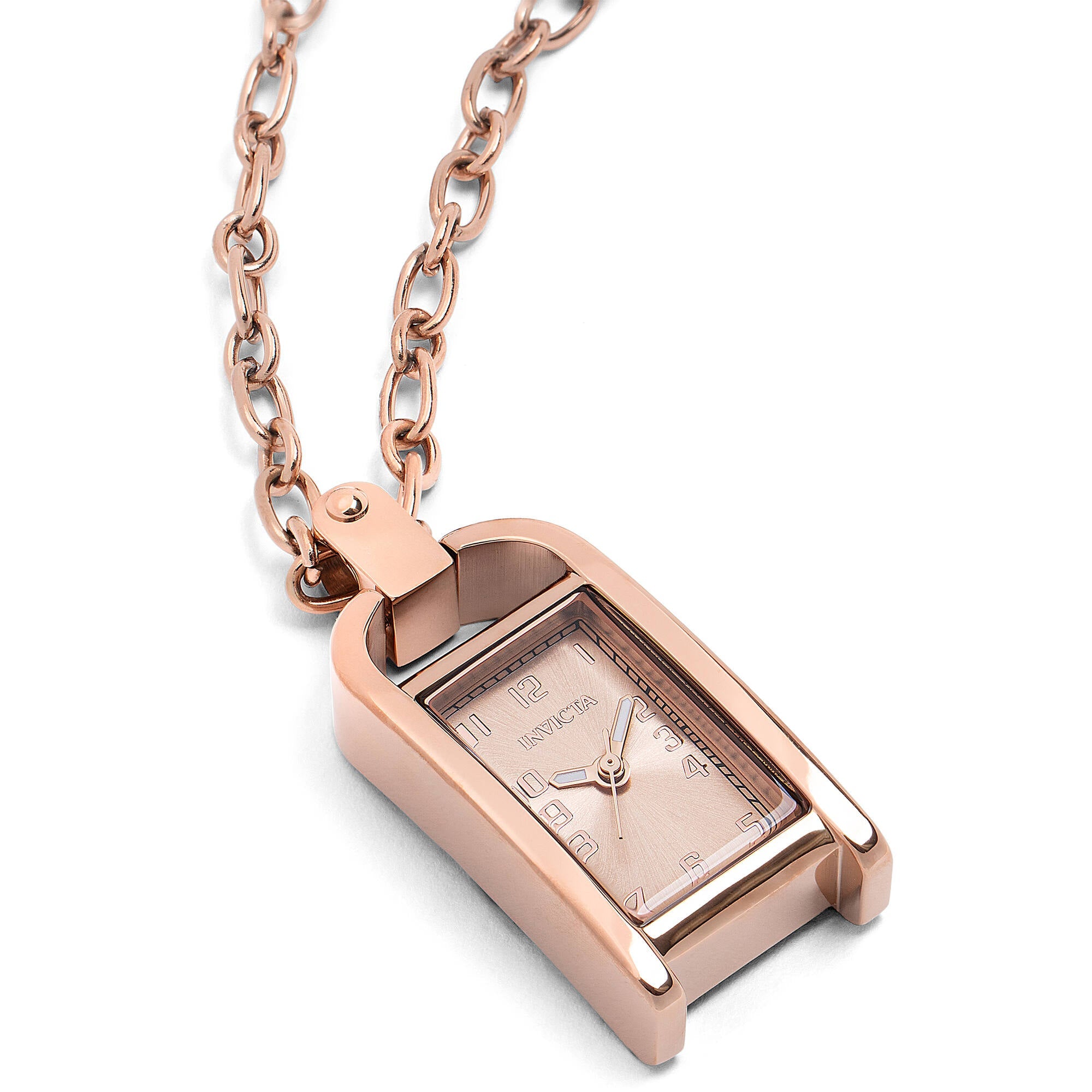 Invicta Women's Necklace Watch - Mini Angel Rose Gold Rectangular Pendant | 49936