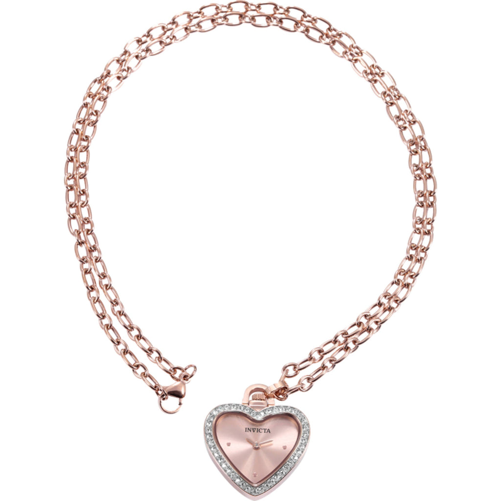Invicta Women's Necklace Watch - Mini Angel Heart Shape Crystals Steel Pendant | 49939