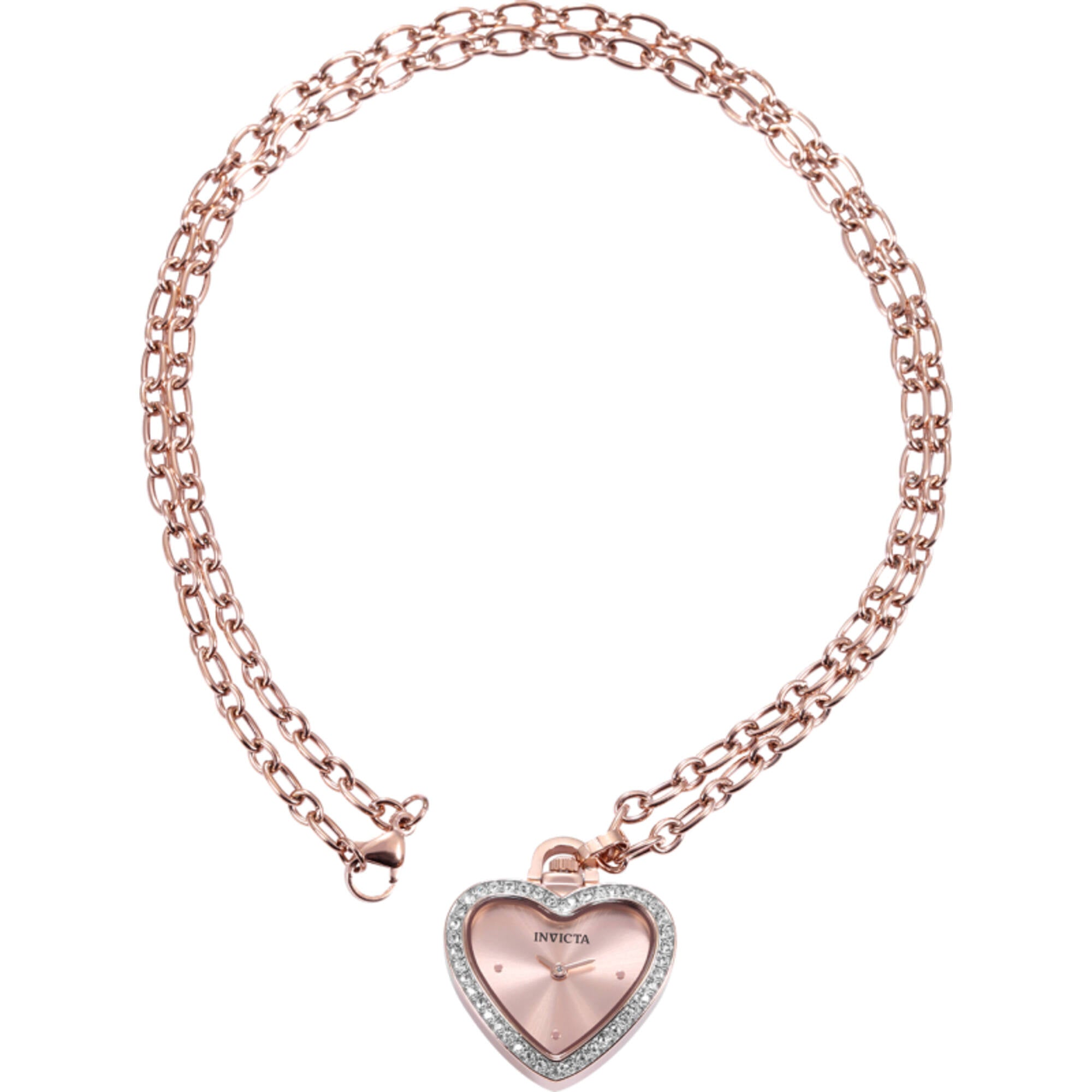 Invicta Women's Necklace Watch - Mini Angel Heart Shape Crystals Steel Pendant | 49939