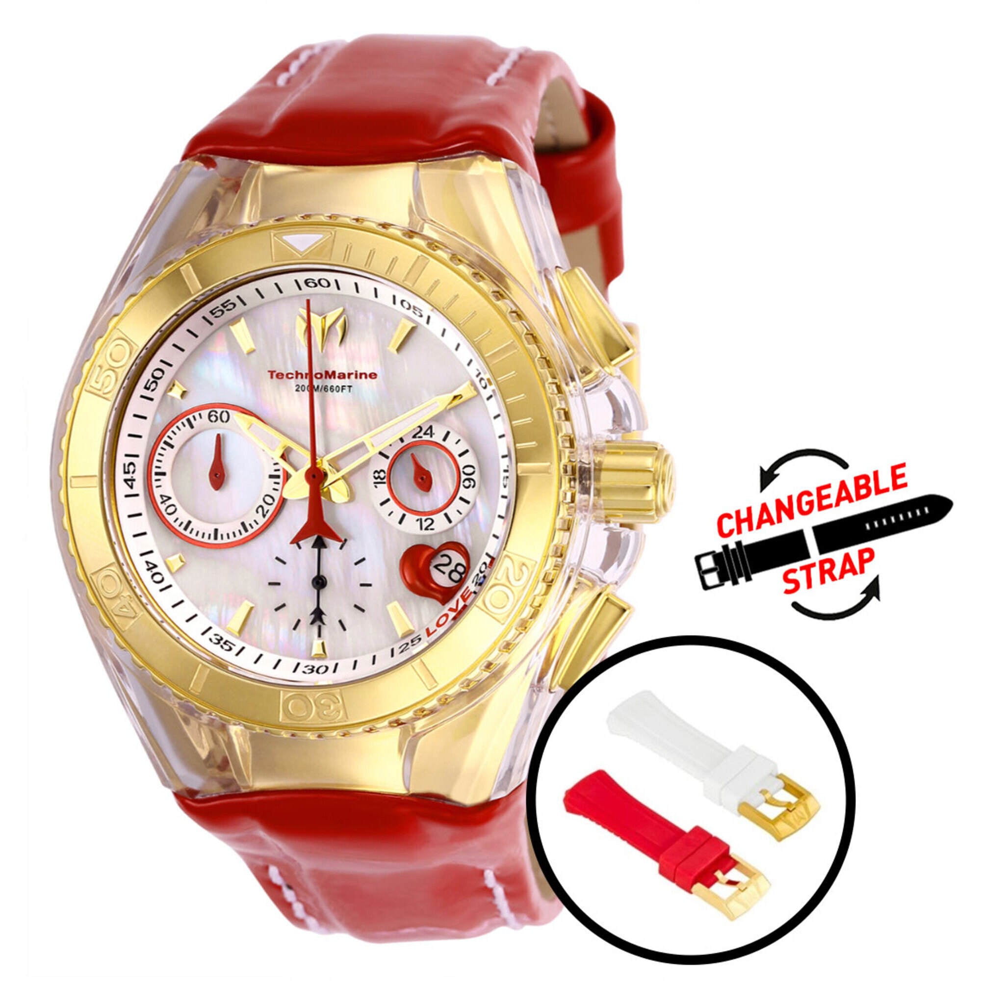 Technomarine Women's Watch - Cruise Valentine White Dial Leather Strap | TM-117003