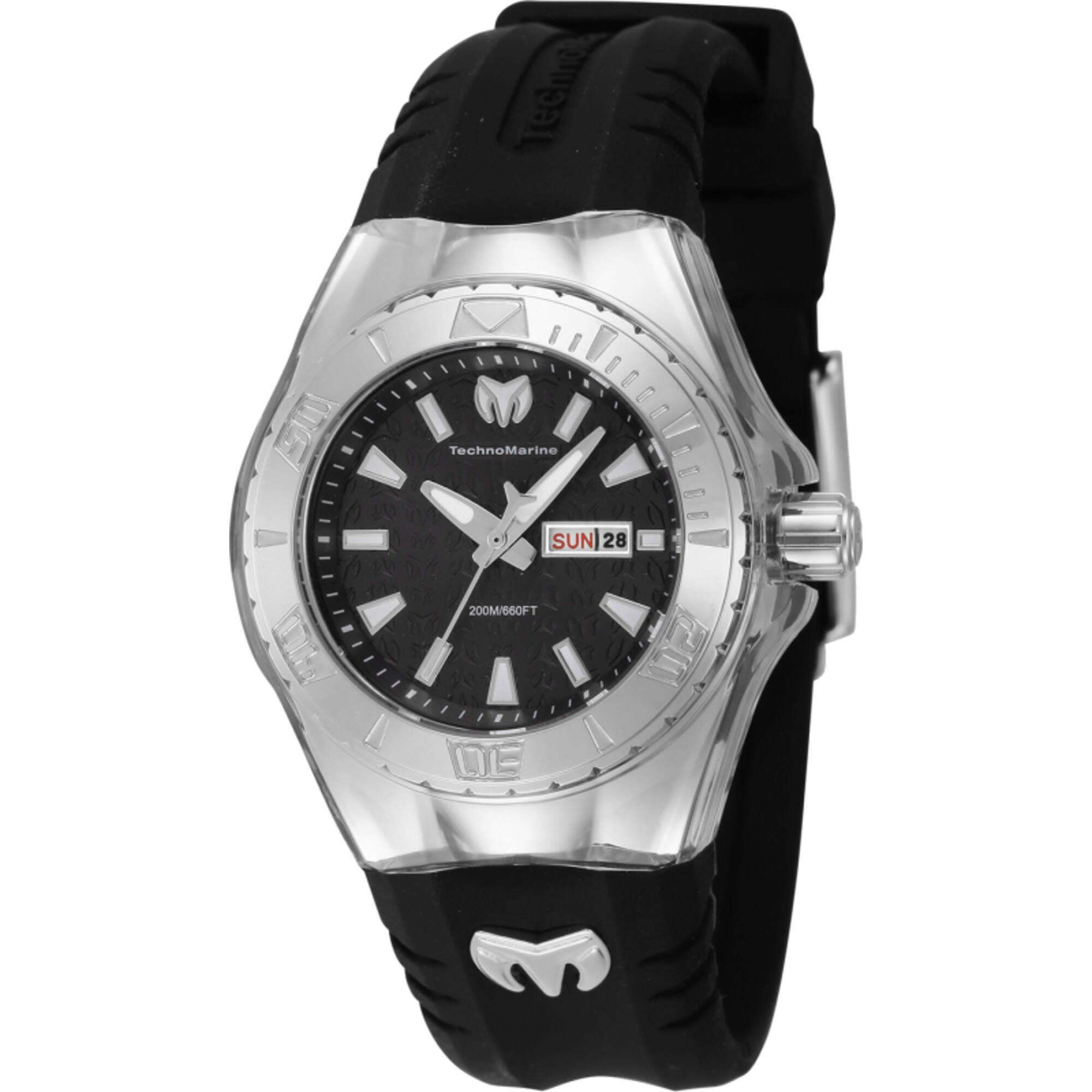 Technomarine Women's Watch - Cruise Monogram Black Dial Silicone Strap | TM-122015