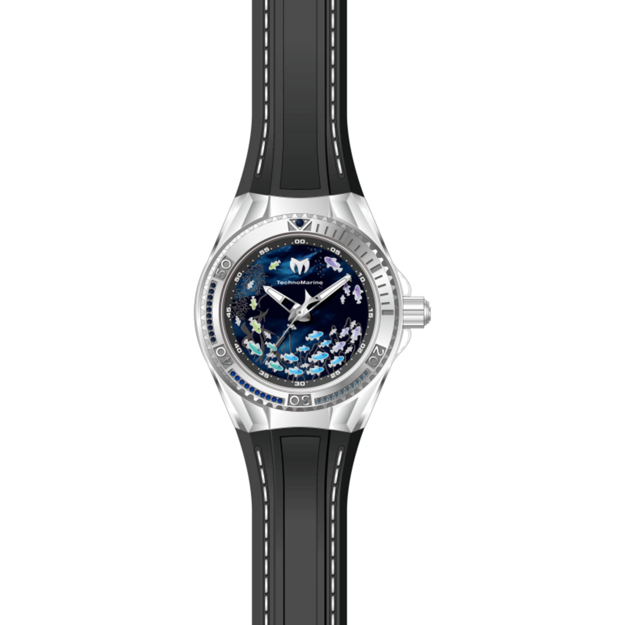 Technomarine Women's Watch - Cruise Dream Blue Mop Dial Black Rubber Strap | TM-125008