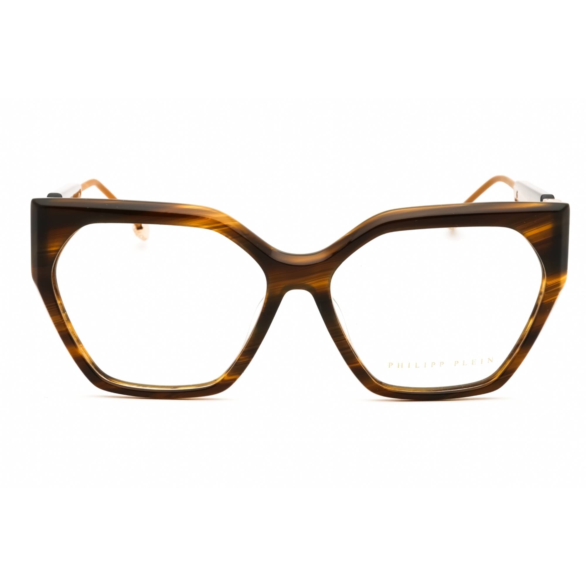 Philipp Plein Women's Eyeglasses - Wavy Brown Plastic Cat Eye Shape Frame | VPP068S