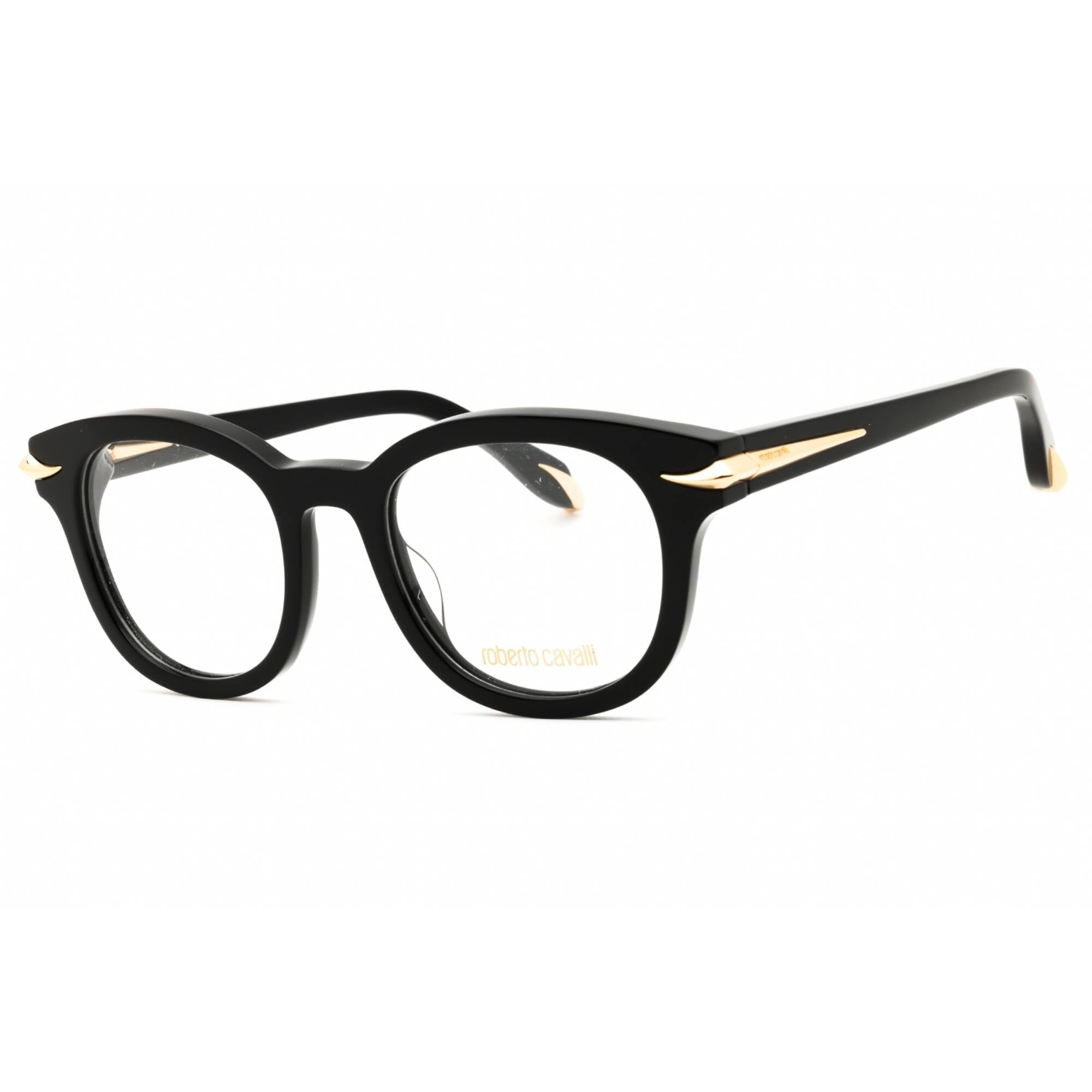 Roberto Cavalli Women's Eyeglasses - Shiny Black/Gold Acetate Frame | VRC044M 490700