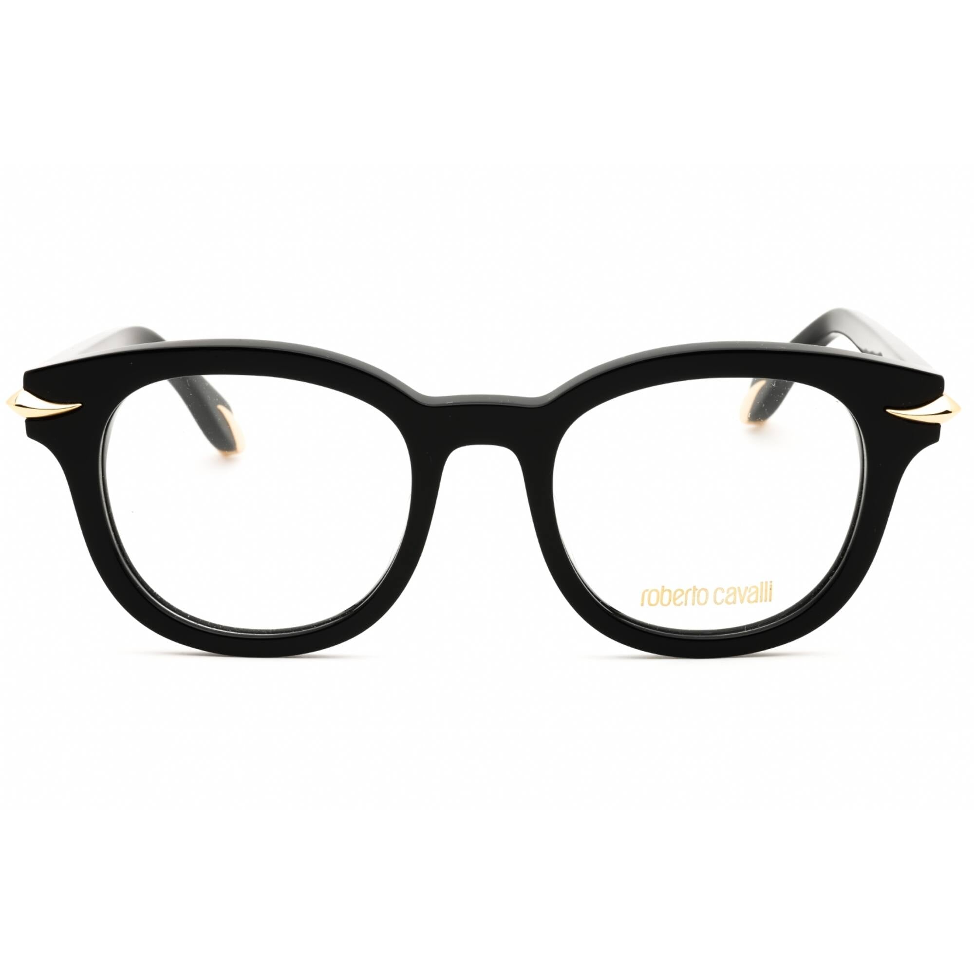 Roberto Cavalli Women's Eyeglasses - Shiny Black/Gold Acetate Frame | VRC044M 490700