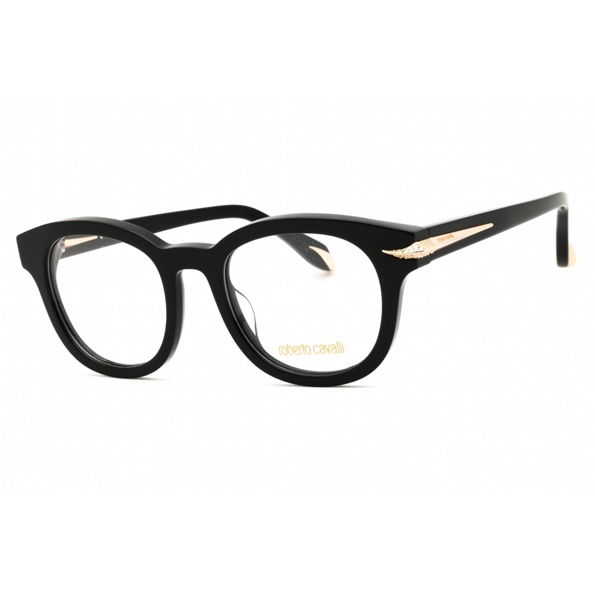 Roberto Cavalli Women's Eyeglasses - Shiny Black/Gold Acetate Frame | VRC044S 49700Y