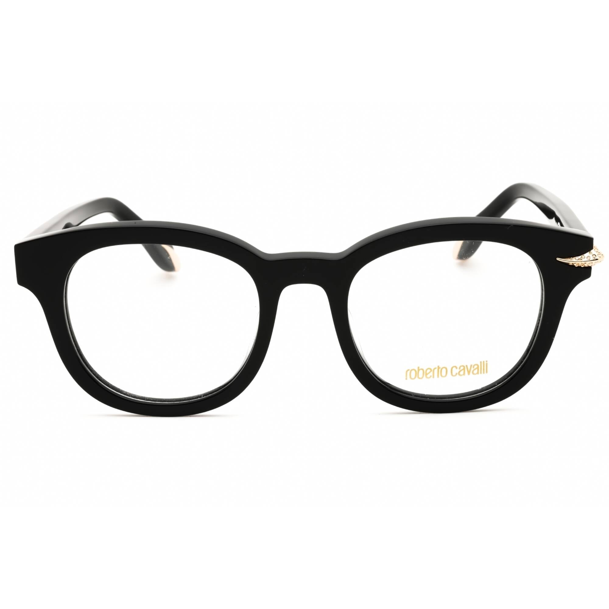 Roberto Cavalli Women's Eyeglasses - Shiny Black/Gold Acetate Frame | VRC044S 49700Y