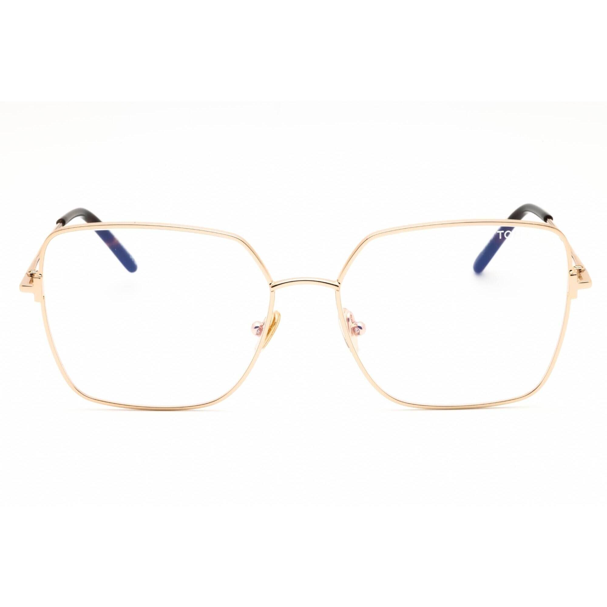 Tom Ford Women's Eyeglasses - Shiny Rose Gold Metal Rectangular Frame | FT5739-B 028