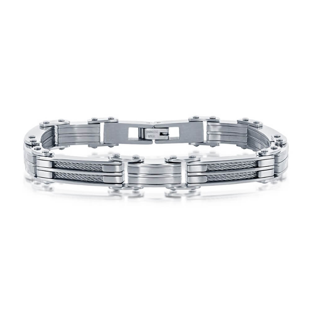 Stainless Steel Cable Links Bracelet, 8.5"