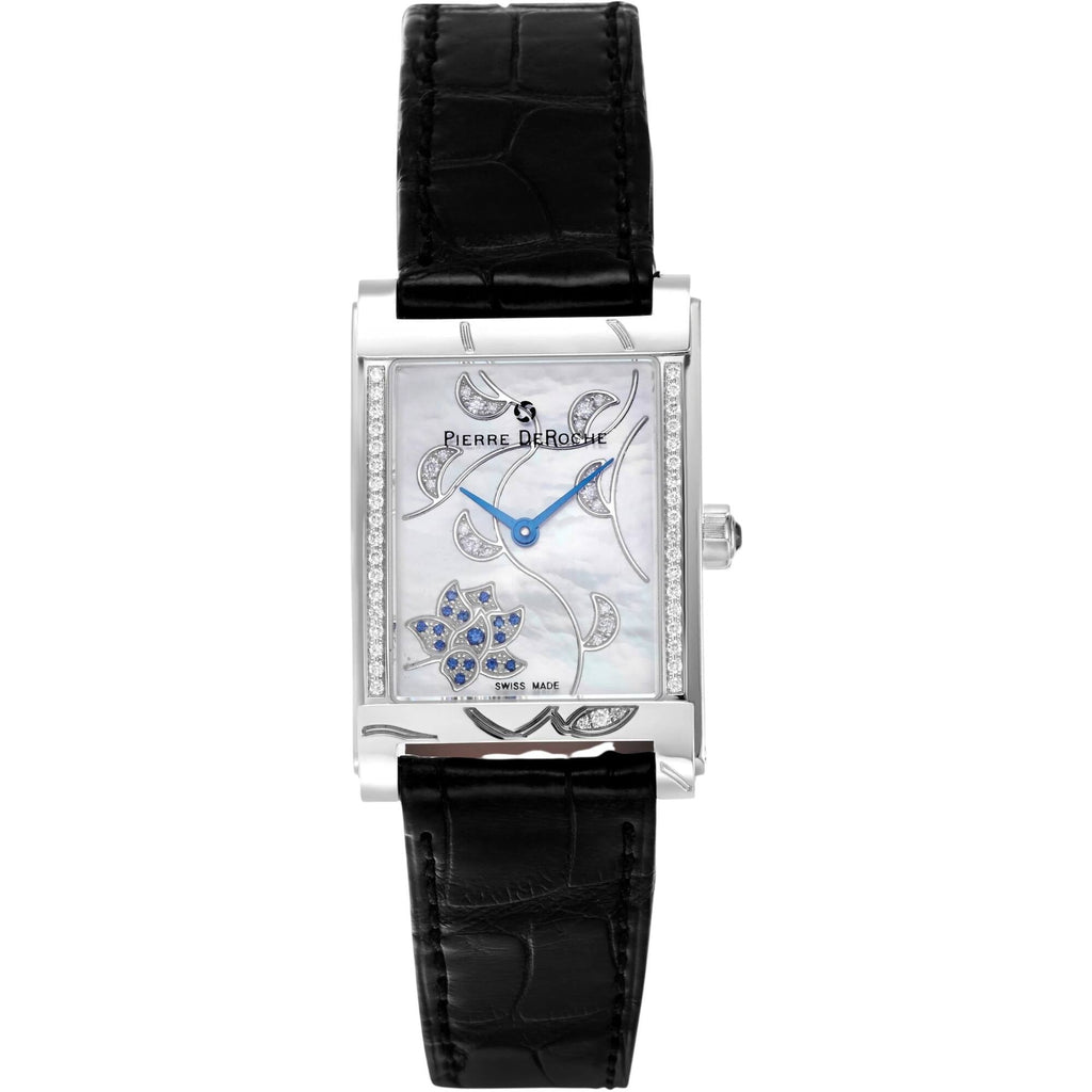 Pierre Deroche Women's Watch - Shiny Pebbles Black Leather Strap | SHP30011ACI1-001