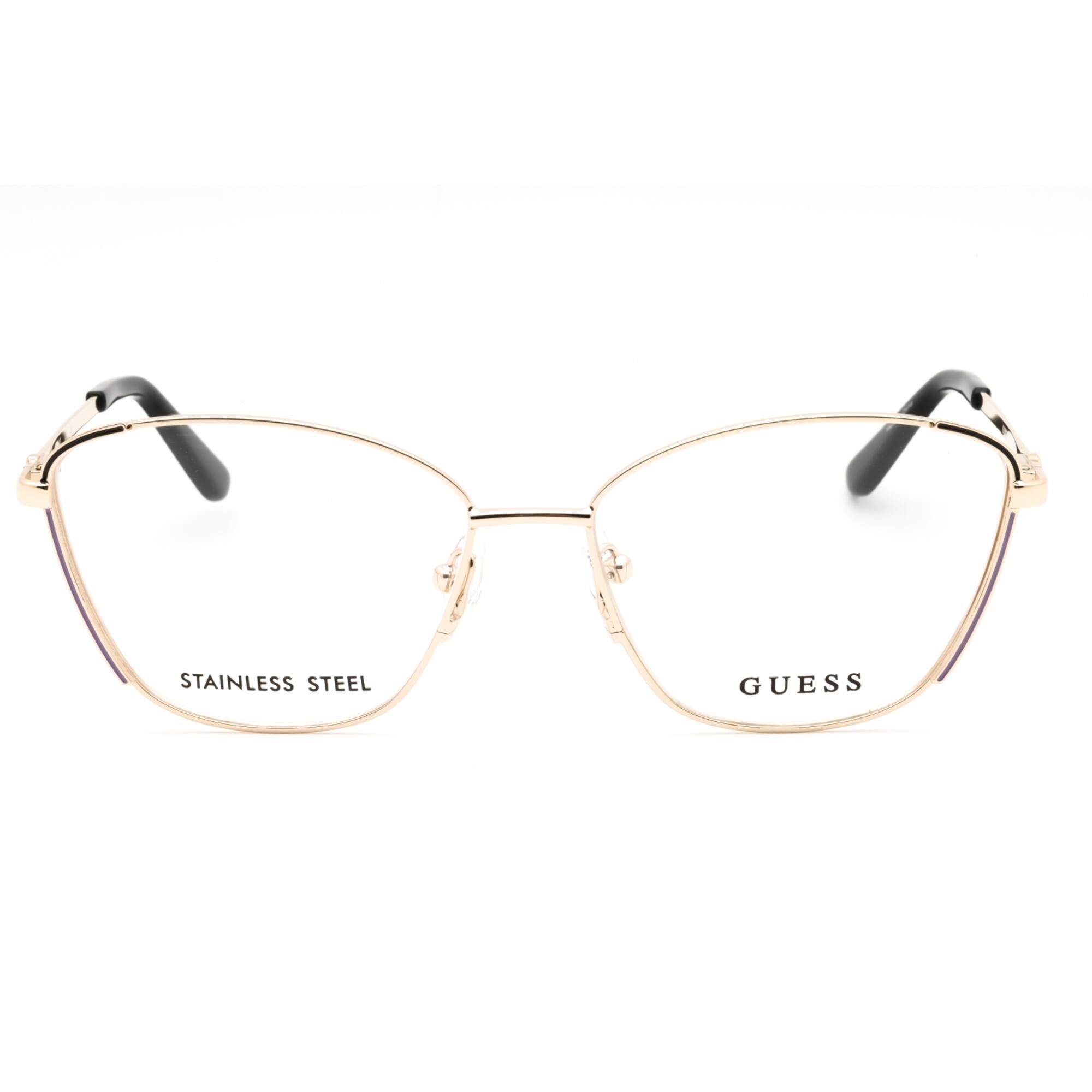 Guess Women's Eyeglasses - Cat Eye Pale Gold Metal Full Rim Frame, 54mm | GU50224 032