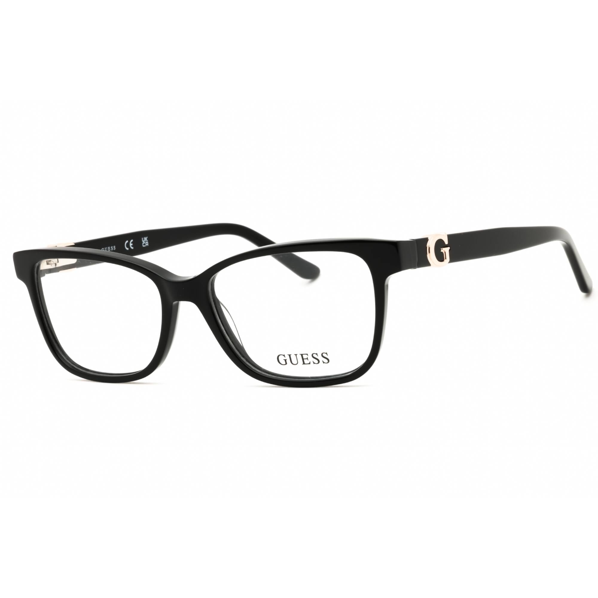 Guess Women's Eyeglasses - Rectangular Shape Shiny Black Acetate Frame | GU50227 001