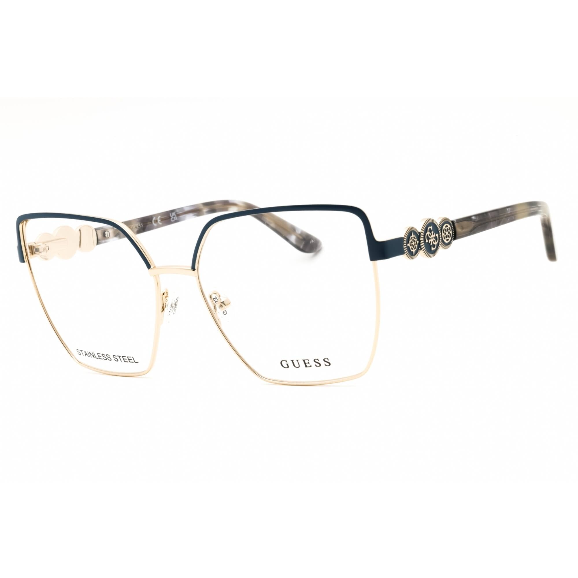 Guess Women's Eyeglasses - Rectangular Matte Light Blue Metal Frame | GU50229 085