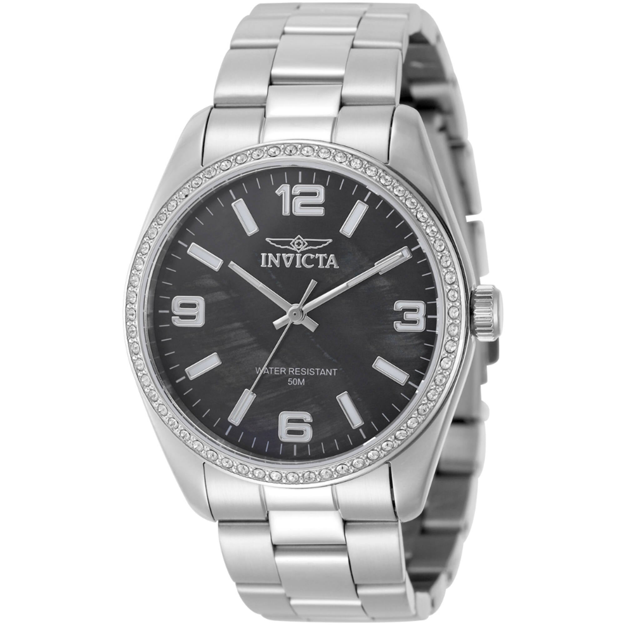 Invicta Women's Watch - Specialty Quartz Black MOP Dial Silver Tone Bracelet | 50134