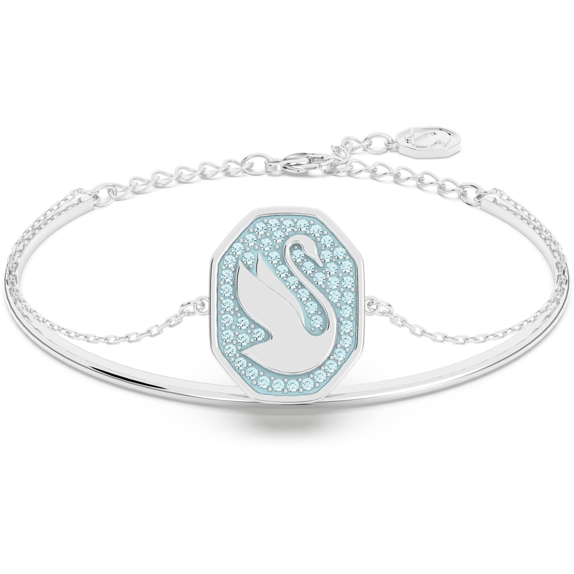 Swarovski Women's Bangle Bracelet - Signum Swan Blue Crystal Rhodium Plated | 5628552