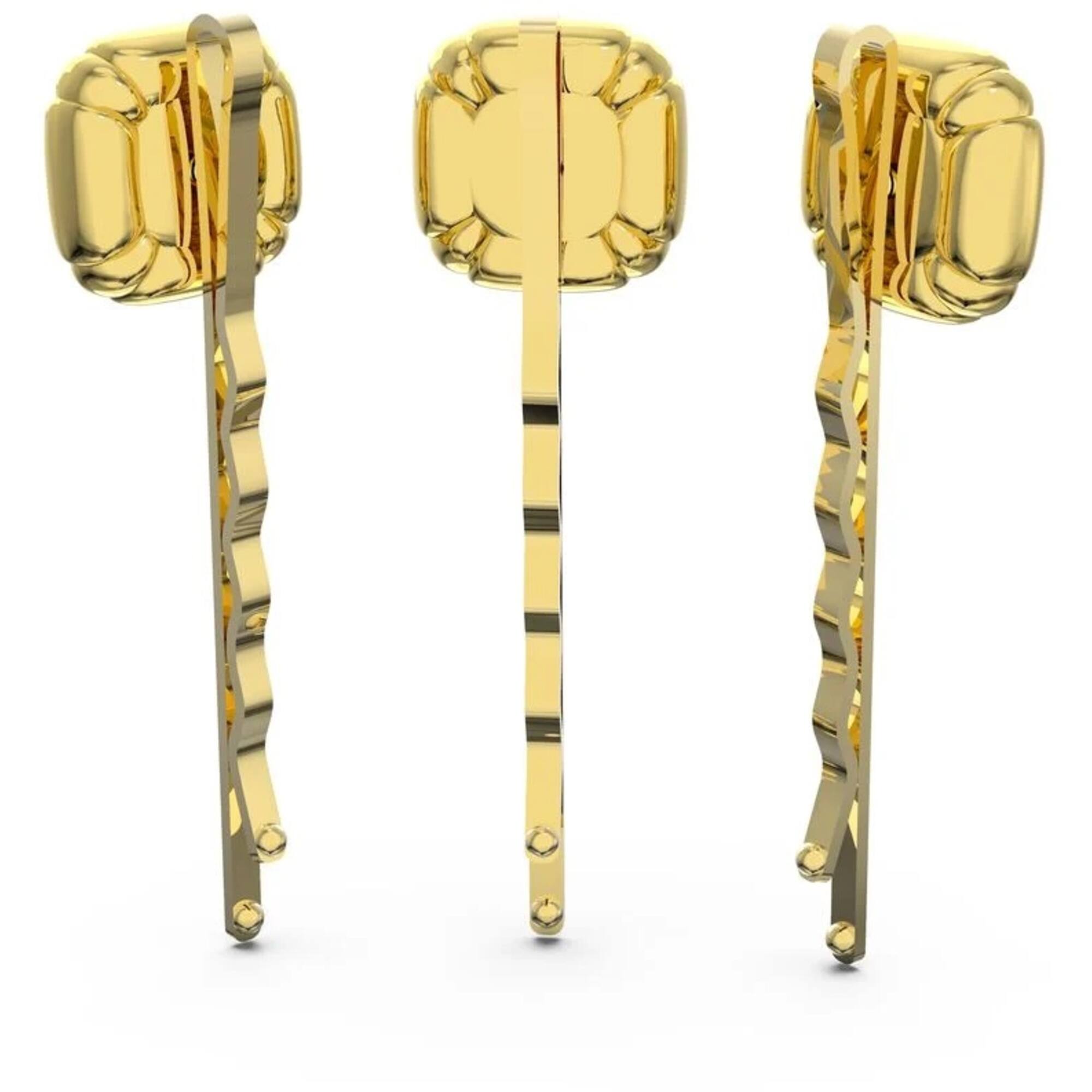 Swarovski Women's Hairpin Set - Dulcis Cushion Cut Crystals Yellow Gold | 5616848