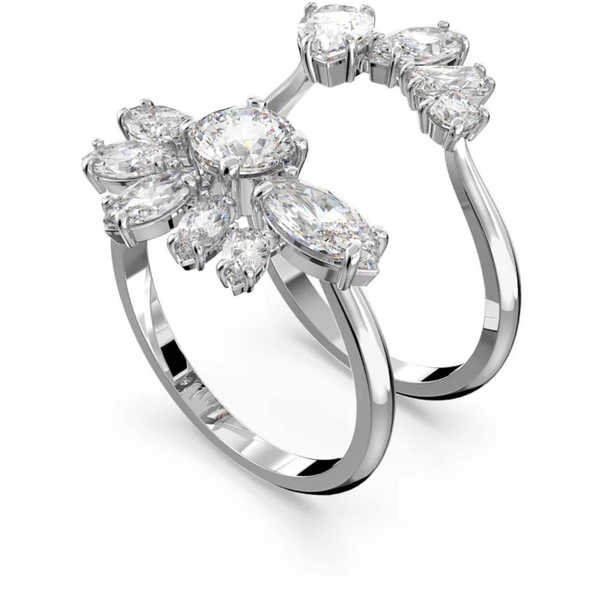 Swarovski Women's Ring - Gema Rhodium Plated with Clear Stones Cocktail | 5644661