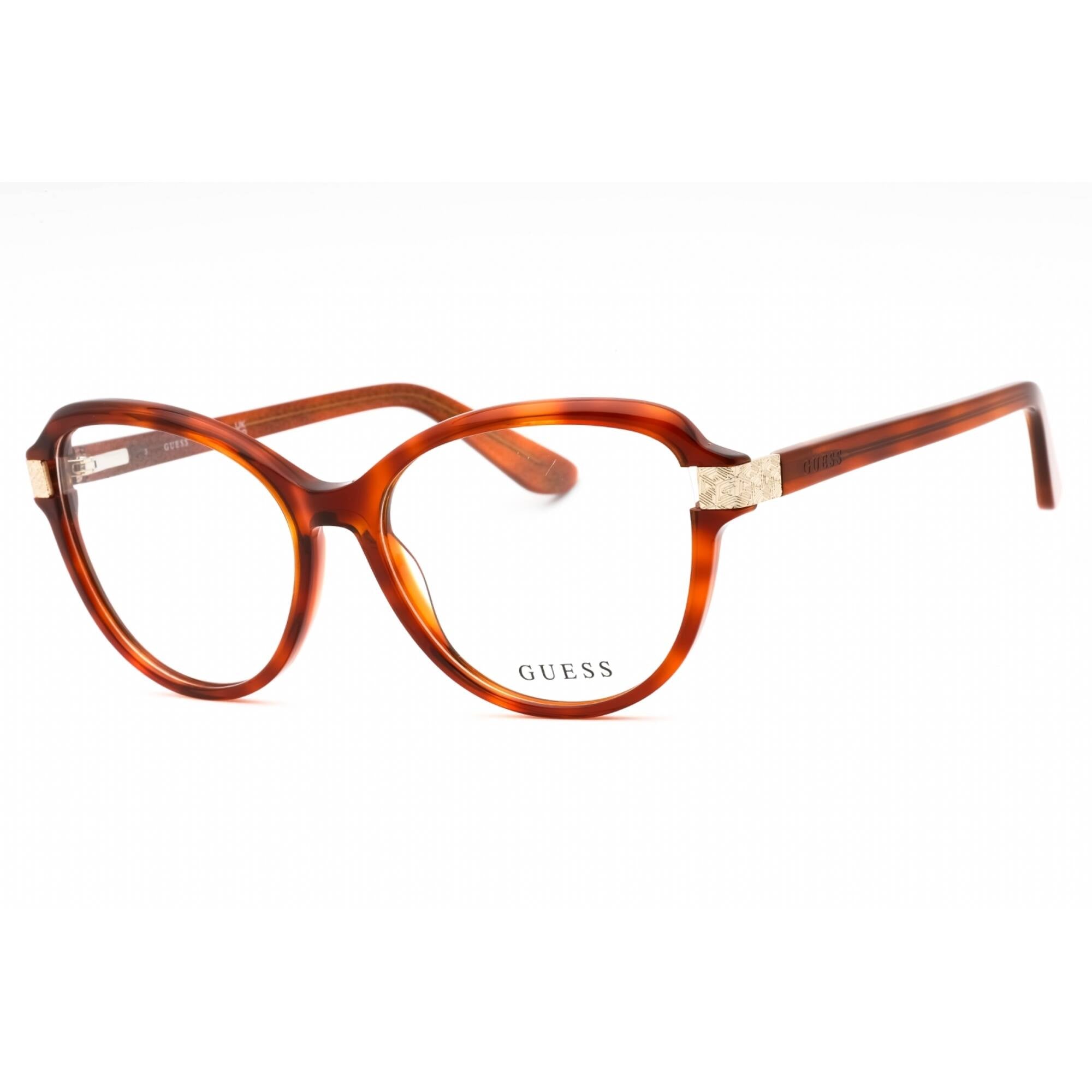 Guess Women's Eyeglasses - Blonde Havana Acetate Full Rim Cat Eye Frame | GU2955 053