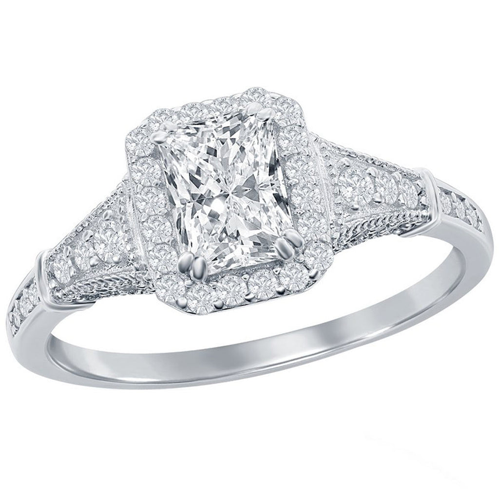 Classic Women's Emerald-Cut CZ Vintage Ring - W-2877