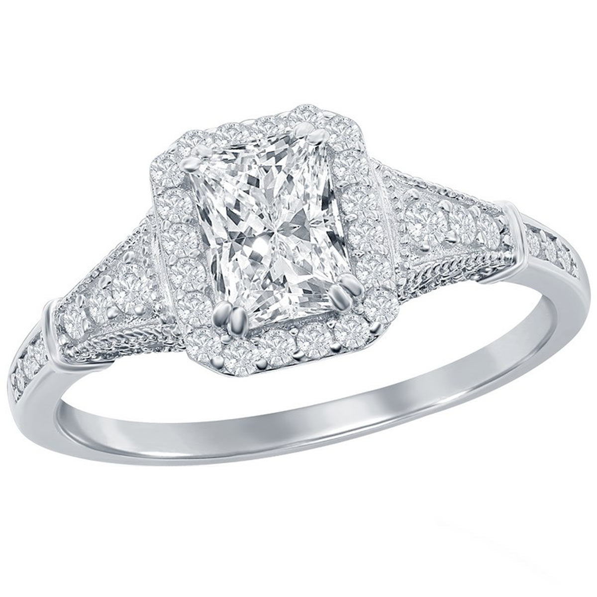 Classic Women's Emerald-Cut CZ Vintage Ring - W-2877