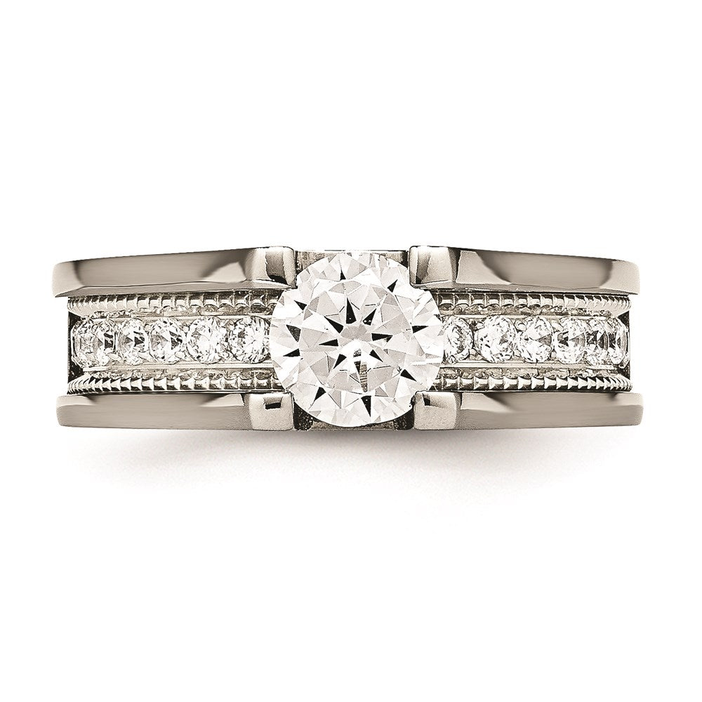 Titanium & Sterling Silver CZ Ring | TB376
