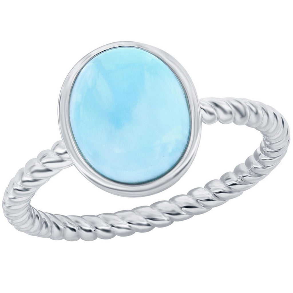 Women's Ring - Oval Larimar Rope Design Band, Size 9 | W-2780-9