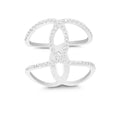 Sterling Silver Double CZ Swirl Wide Ring - W-9922