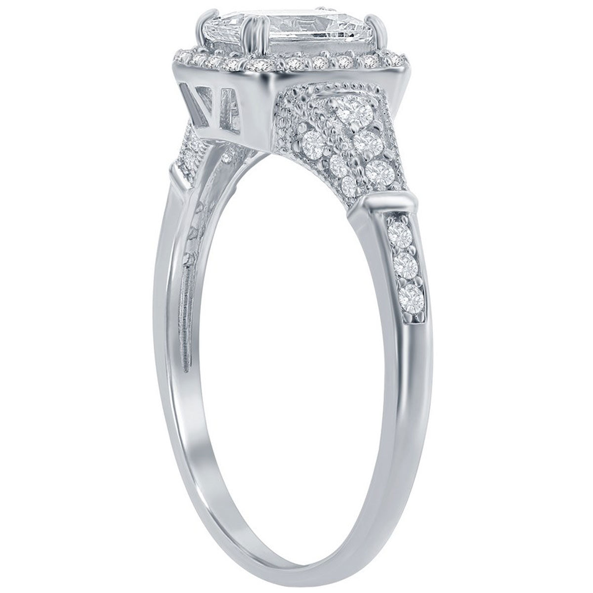 Classic Women's Emerald-Cut CZ Vintage Ring - W-2877