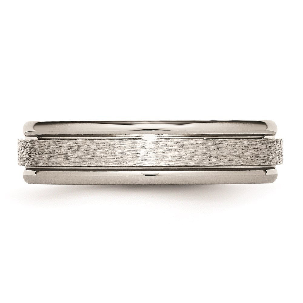 Titanium Grooved Edge 6mm Brushed and Polished Band | TB14