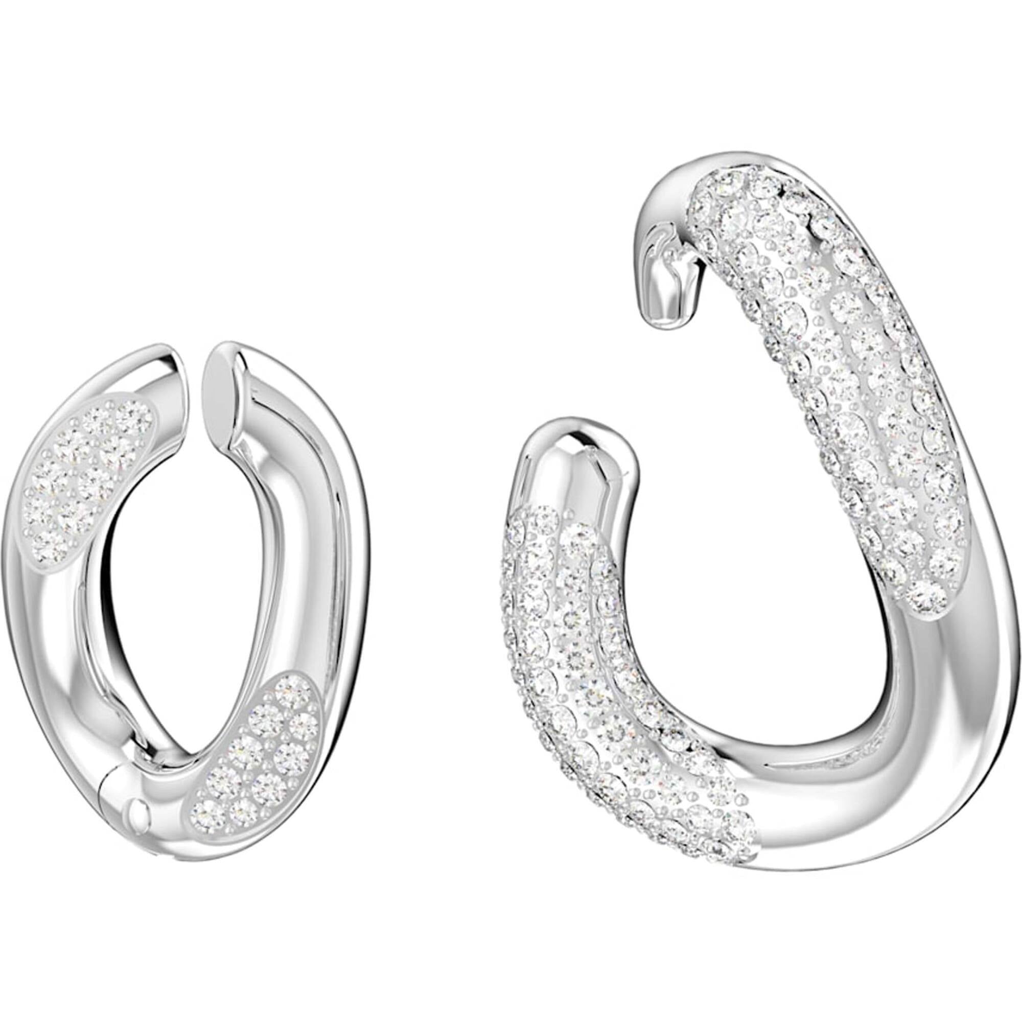 Swarovski Women's Ear Cuff - Dextera Rhodium Plated Asymmetrical, Set of 2 | 5618303