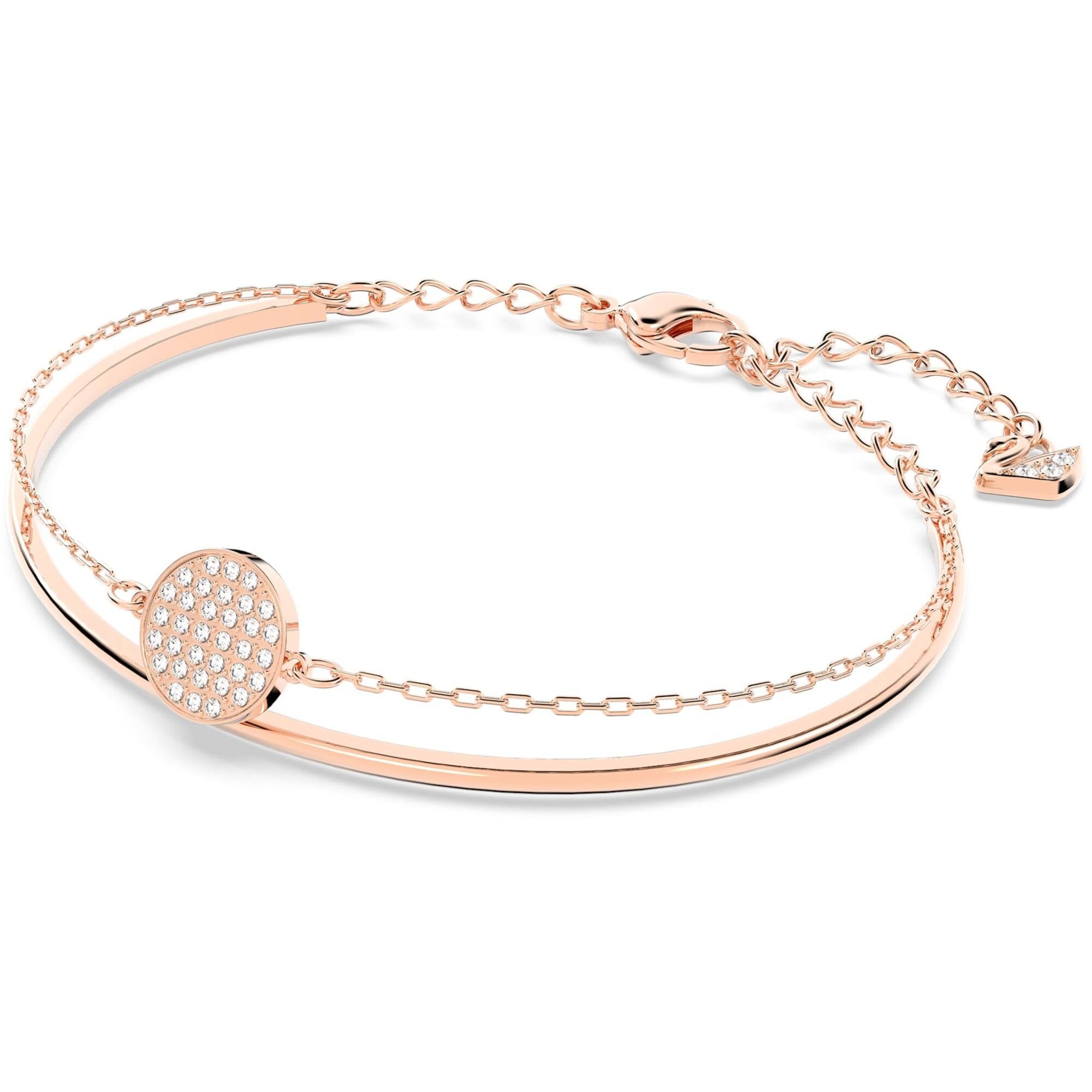 Swarovski Women's Bangle Bracelet - Sublima Crystal Pave Disc Rose Gold | 5274892
