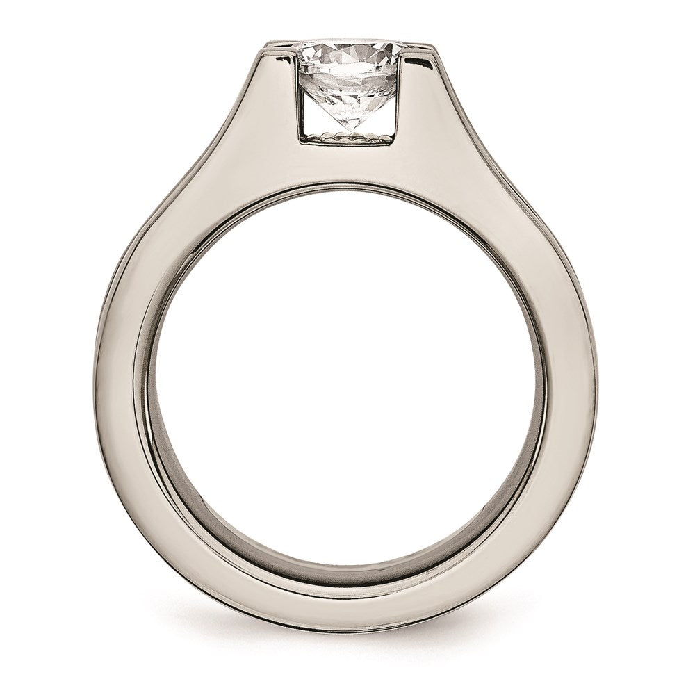 Titanium & Sterling Silver CZ Ring | TB376