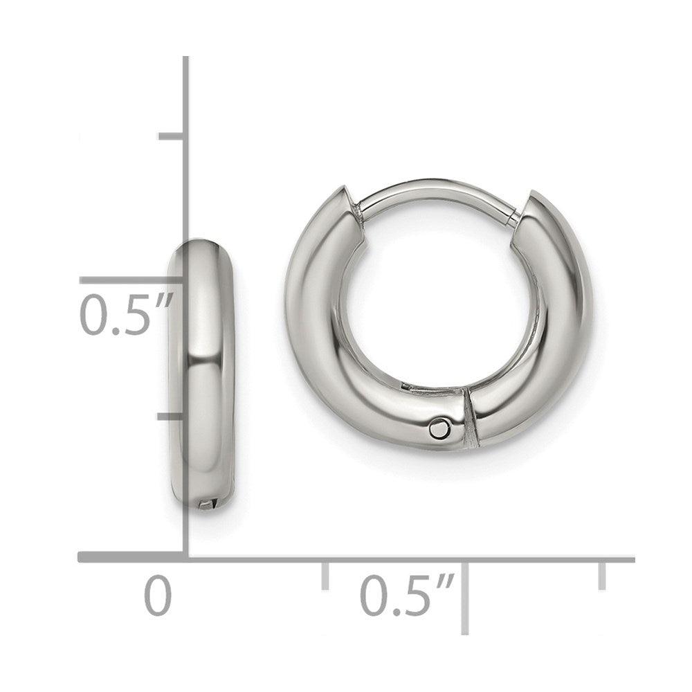 Stainless Steel Polished 3mm Hinged Hoop Earrings