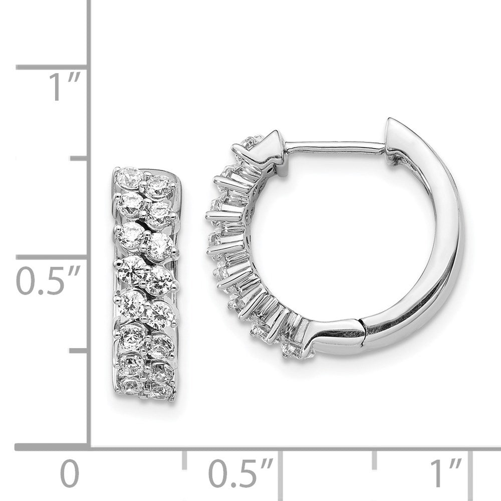14k White Gold Diamond Hoop Earrings