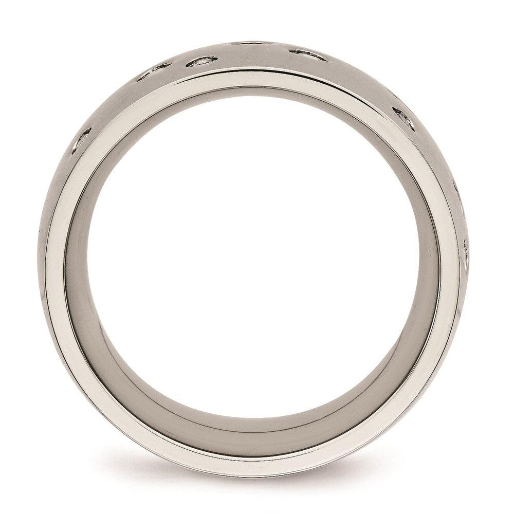 Stainless Steel Polished CZ Ring