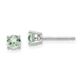 14kw 4mm Round Green Quartz Earrings